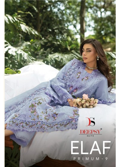 ELAF Premium-9 Luxury Lawn Embroidered 6-Piece Suit by DEEPSY SUITS Pakistani Dress (Full Set) Wholesale Price 