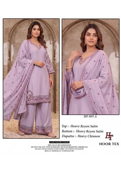 Hoor Tex HF-895 A to D Pakistani Suit – Heavy Reyon Satin Full Stitched Pakistani Suit (Single And Full set) Wholesale Price 