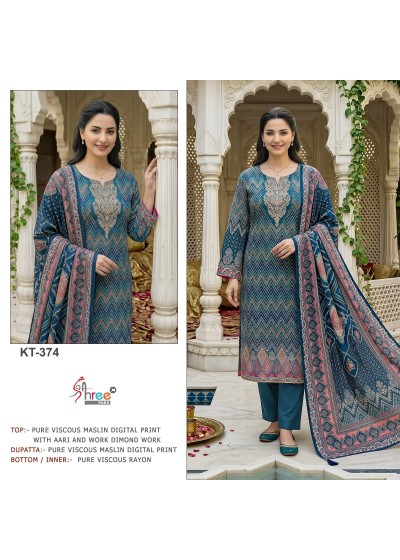 KT-374 | Premium Viscose Maslin Suit | Shree Fab Surat | RD Fashion Surat
