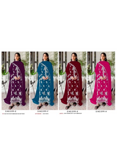 5199 Colour | Reyon Cotton Heavy Embroidered Suit | Organza Dupatta | RD Fashion Surat