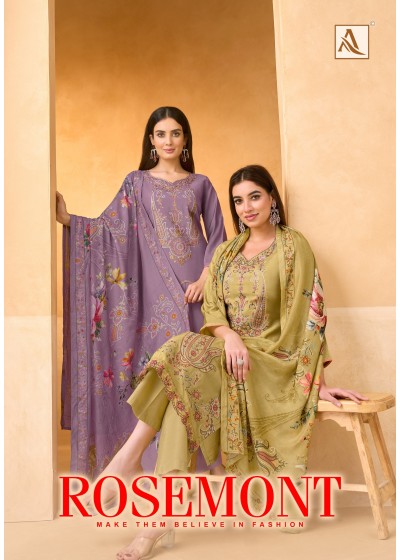 ALOK SUIT | ROSEMONT | Viscose Maslin Designer Embroidered Suit | RD Fashion Surat