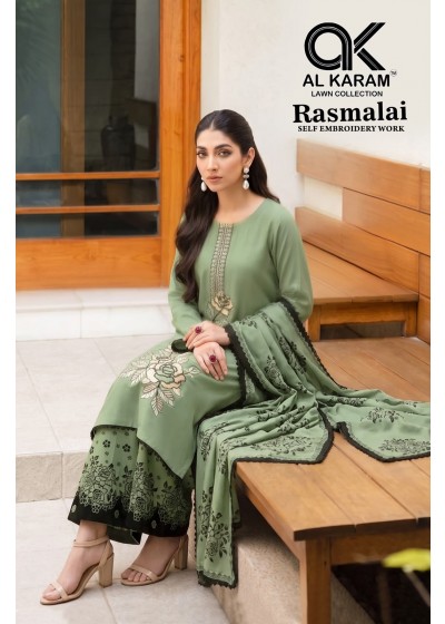 AL KARAM LAWN | RASMALAI SELF EMBROIDERY | Rayon Embroidered Suit | RD Fashion Surat
