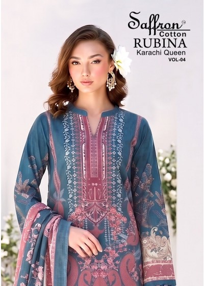 SAFFRON COTTON | RUBINA KARACHI QUEN VOL-04 | Soft Cotton Printed Suit | RD Fashion Surat