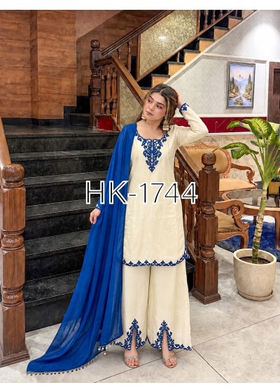 HK-1744 | Fully Stitched Jarman Chinon Palazzo Suit | Ready to Wear | RD Fashion Surat