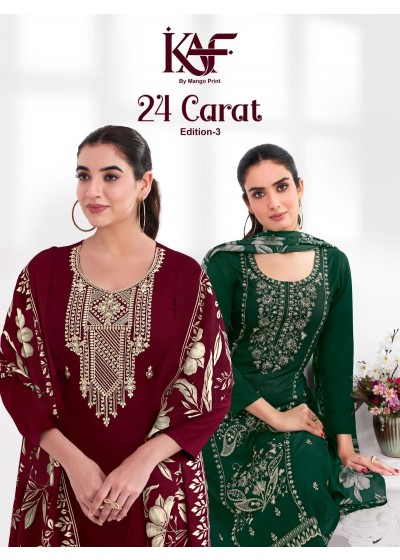 KAF FABRICS | 24 CARAT VOL-3 | Premium Rayon Embroidered Suit | RD Fashion Surat