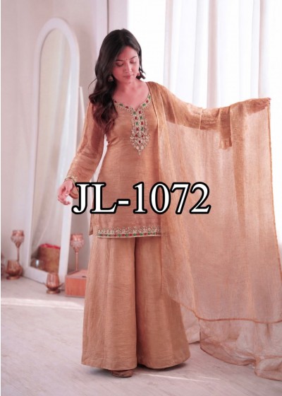 JL-1072 | Pure Salsa Silk Embroidered Palazzo Suit Set