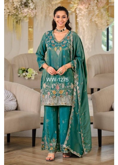 WW-1275 | Premium NC Moss Silk Embroidered 3-Piece Suit | RD Fashion Surat
