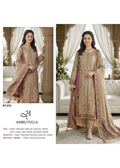 AMRUTVELA Premium Viscose Maslin Designer Suit