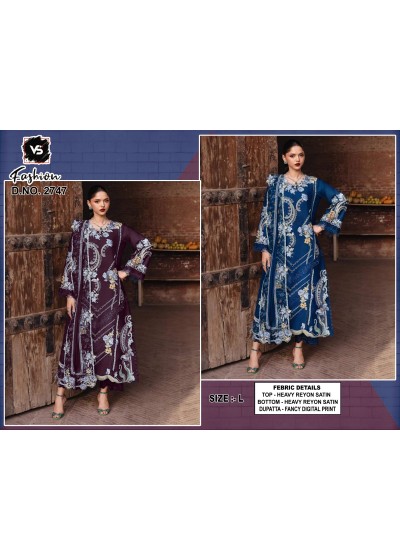 D.No. 2747 Premium Rayon Satin Designer Kurti Set