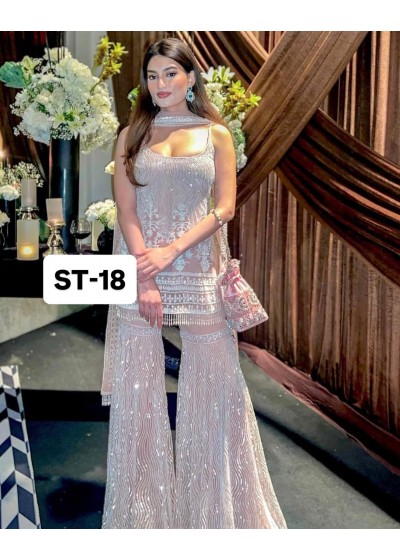 ST-18 Premium Soft Net Sequence Palazzo Suit