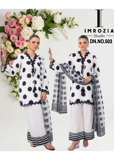 Imrozia Studio 503 Satin Polka Dot Suit Set