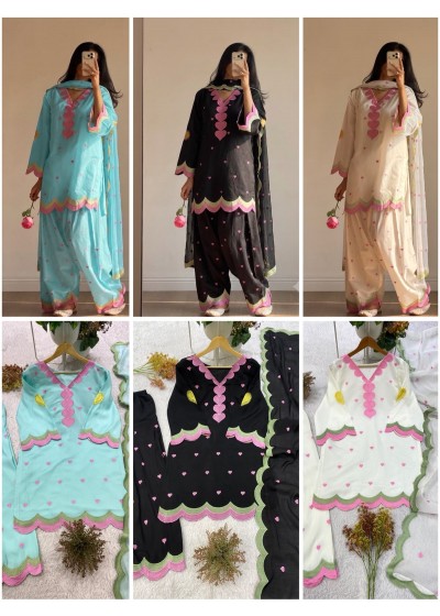 BE-490 Premium Mul Chanderi Embroidered Salwar Suit