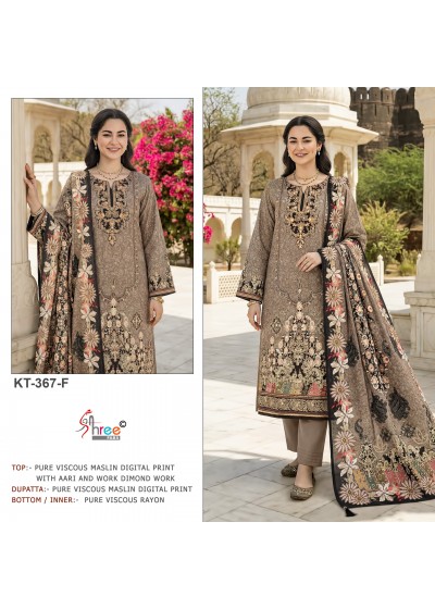 KT-367F / KT-381 Premium Viscose Maslin Aari Work Suit