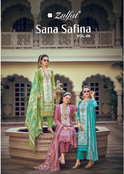 Zulfat Sana Safina Vol 6 Cotton Embroidered Suit Set