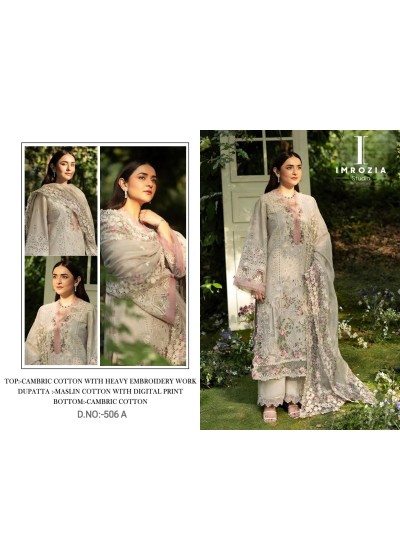 Imrozia Studio Design No-506 A B Cambric Cotton Embroidered Suit Set