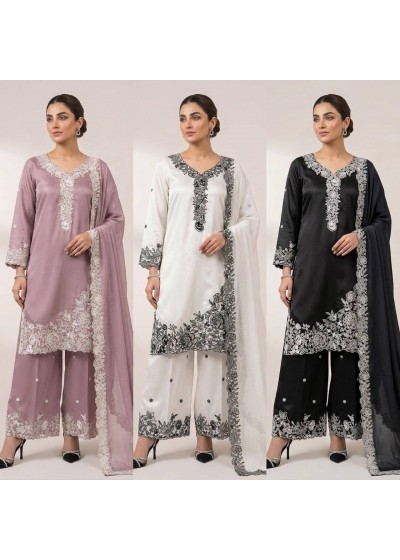 LG-2097 French Crepe Sequence Embroidered Palazzo Suit Set