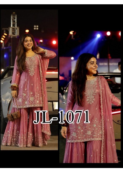 JL-1071 Pure Fendy Silk Embroidered Palazzo Suit Set
