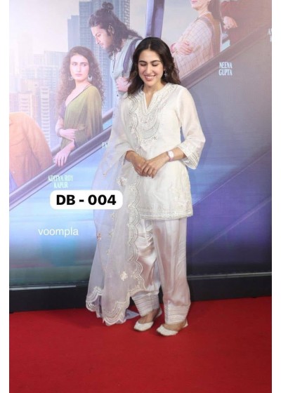 DB-004 Designer Party Wear Natural Silk Embroidered Palazzo Suit Set