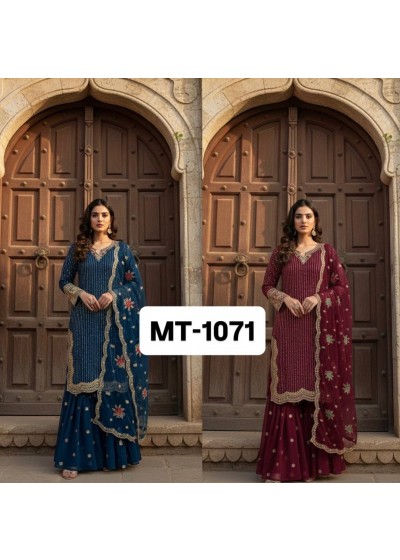 MT-1071 Eid Special Heavy Embroidered 3mm Sequence Sharara Suit Set