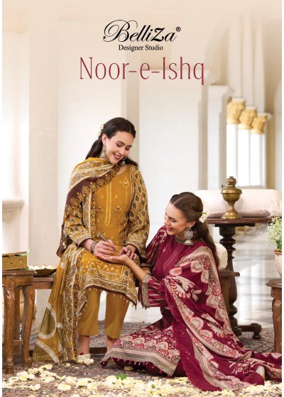 Noor E Ishq by Belliza Pure Cotton Heavy Embroidered Festive Pakistani Suit Full Set Wholesale Price 