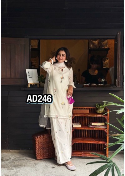 AD246 | Designer Mul Chanderi Farshi Palazzo Set
