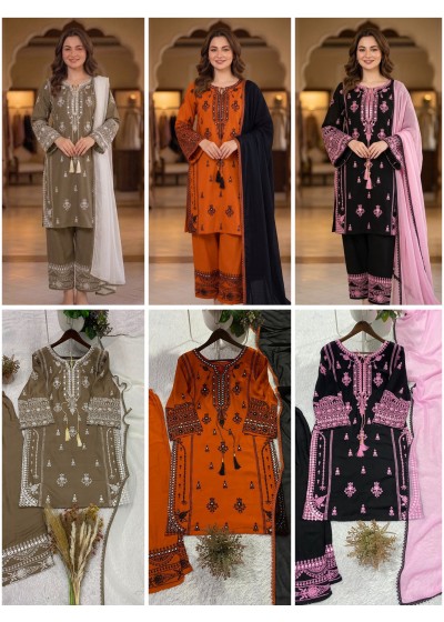 BE-465 | Rayon Embroidered Mirror Effect Palazzo Suit