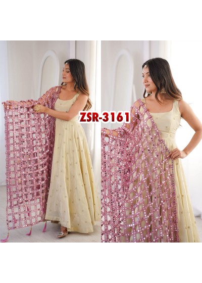 ZSR-3161 | Soft Net Real Mirror Work Designer Dupatta