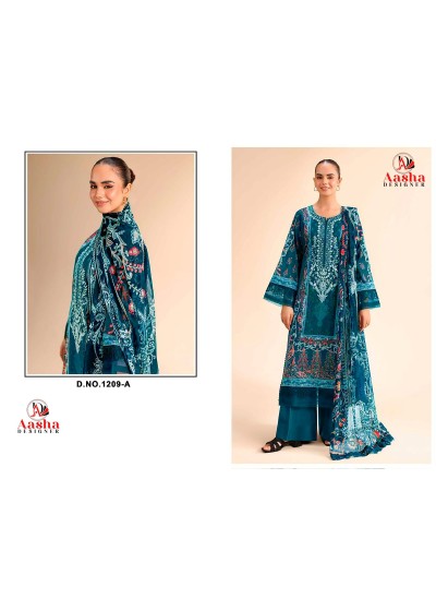 AASHA DESIGNER 1209 | Cotton Embroidered Suit