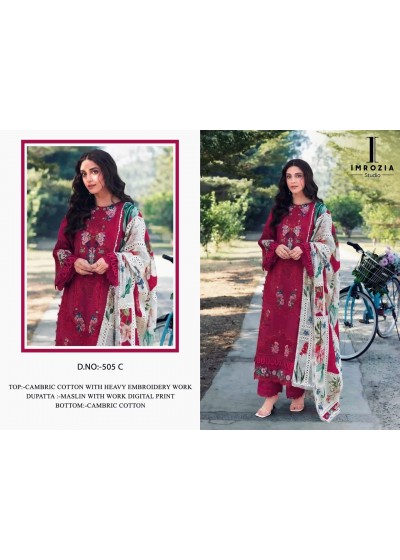 IMROZIA STUDIO 505 C | Cambric Cotton Embroidered Suit