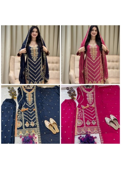 AC-7098 Premium Chinon Silk Sequence Embroidered Set