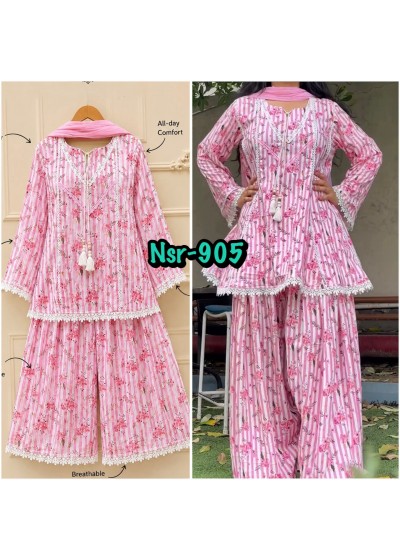 NSR-905 | Pure Natural Crepe Farshi Pant Suit