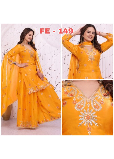 FE-149 Premium Fendy Silk Sequence Embroidered Sharara Set