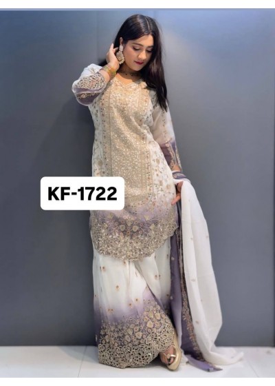KF-1722 Heavy Dual Tone Peding Star Georgette Set