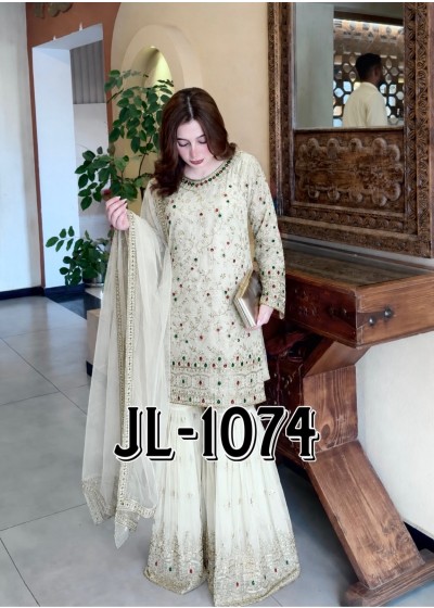 JL-1074 | Kundan Organza Silk Sharara Set