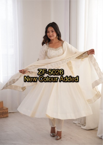 ZF-5026 | Roman Silk Embroidered Anarkali Set