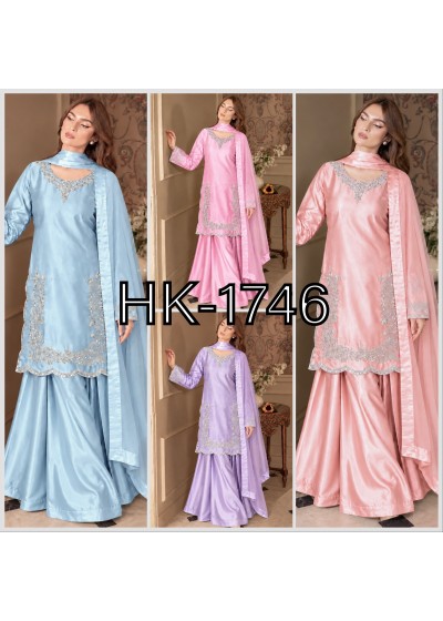 HK-1746 | Devsena Silk Embroidered Palazzo Suit