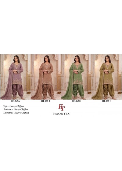 Hoor Tex HF-969 A to D | Heavy Chiffon Pakistani Suit