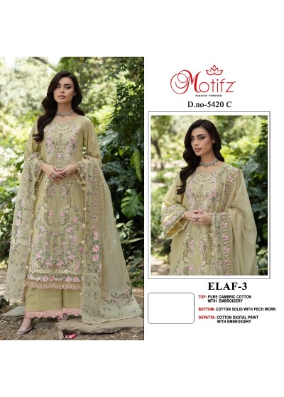 ELAF-3 D.No. 5420 | Pure Cambric Cotton Embroidered Suit