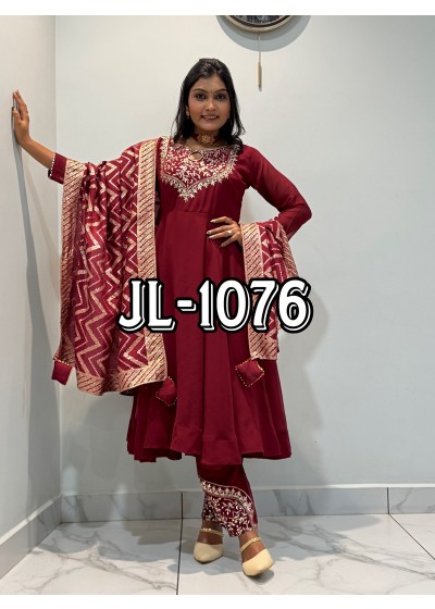 JL-1076 Heavy Roman Embroidered Anarkali Designer Collection