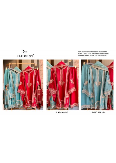 FLORENT 1091 CD | Heavy Rayon Embroidered Readymade Collection
