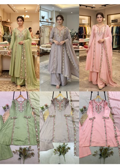 LG-2149 | Mul Chanderi Sequence Embroidered Festive Set