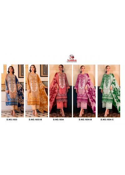 AASHA DESIGNER | Cotton Embroidery Collection ASD-1033 & 1034