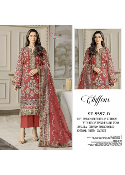S-5557 Color | Heavy Chiffon Hand Khatli Collection