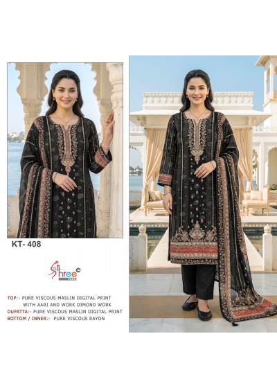 KT-408 & KT-409 | Pure Viscose Maslin Digital Print Hand Work Designer Collection