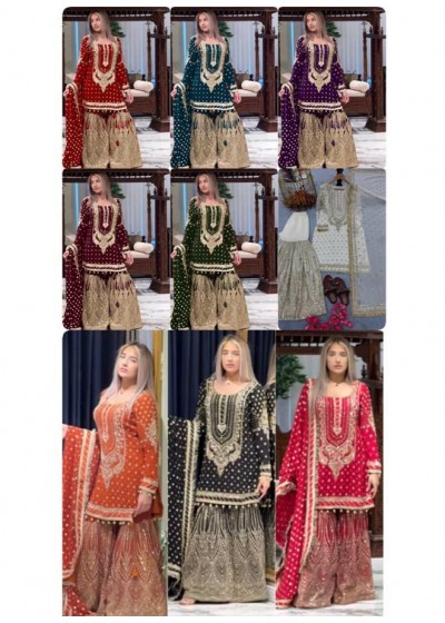 AD210 | Heavy Faux Georgette Embroidery 5 MM Sequence Designer Palazzo Collection