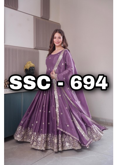 SSC-694 | Heavy Diamond Silk Embroidery Sequin Work | Designer Party Wear Collection