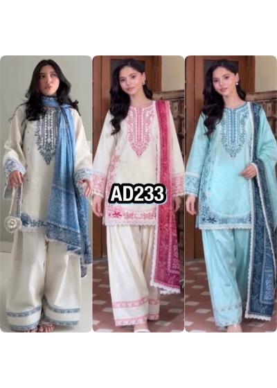 AD233 | Pure Satin Rayon Embroidery Work | Designer Farshi Palazzo Collection