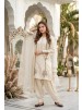 Designer Heavy Natural Crepe | Embroidery & Sequence Work | Farshi Palazzo | Mirror Work Dupatta | M-XXL | Cream & Red