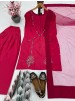Designer Heavy Natural Crepe | Embroidery & Sequence Work | Farshi Palazzo | Mirror Work Dupatta | M-XXL | Cream & Red