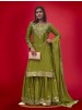 JD-587 | Pure Chinon Silk Kurti Sharara Dupatta Set | Embroidery & Sequence Work | M-XXL | Ready to Wear